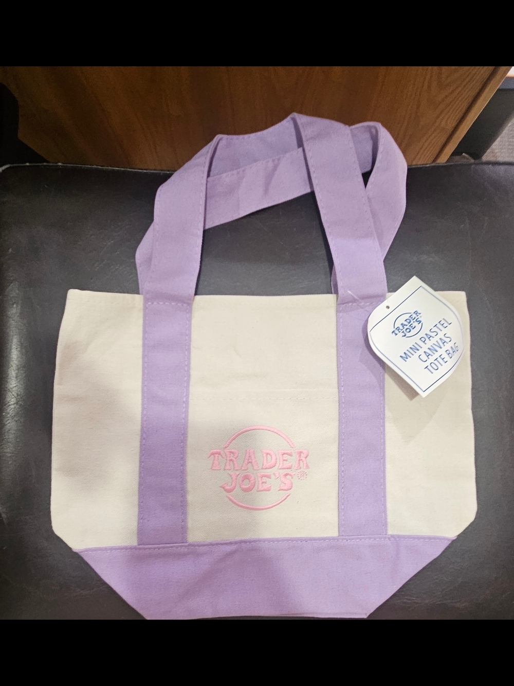 Trader Joe's Mini Tote Bag in Lavender and Cream